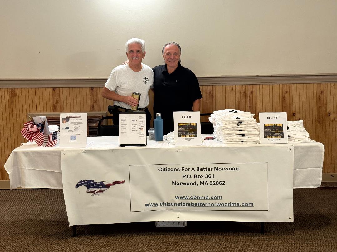 Steve Eosco and Greg Orphanos at the CBN table during Music Bingo Night, July 2026